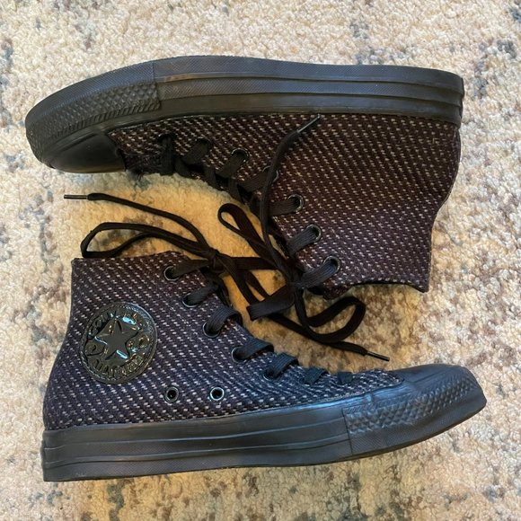 Converse | Chuck Taylor Wonderland Black Knit High Top Lace Up Shoe Women's 7 - Picture 2 of 9